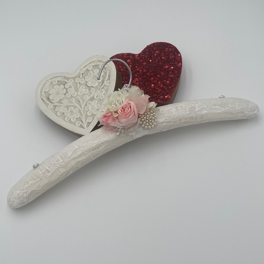 Elegant Lace & Floral Hanger • Wedding Dress or Special Occasion • Handmade